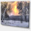 Paysage d'hiver avec soleil jaune - reproduction de photo sur toile tendue-19409008