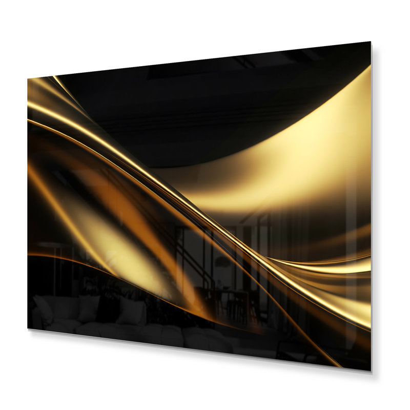 Décoration murale en métal doré et noir surréels IV - Fractales, H 34 po x l 44 po