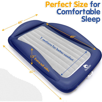 Toddler Travel Bed, Inflatable Kids Mattress With Pump Pillow And Carry Bag - Grey