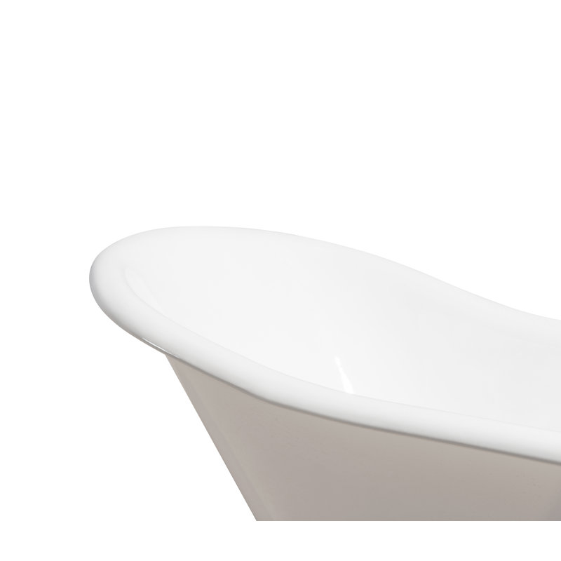 Baignoire de trempage sur pattes 67 "avec drain, pattes et plateau en bambou 67" Streamline, Blanc lustré, Noir mat