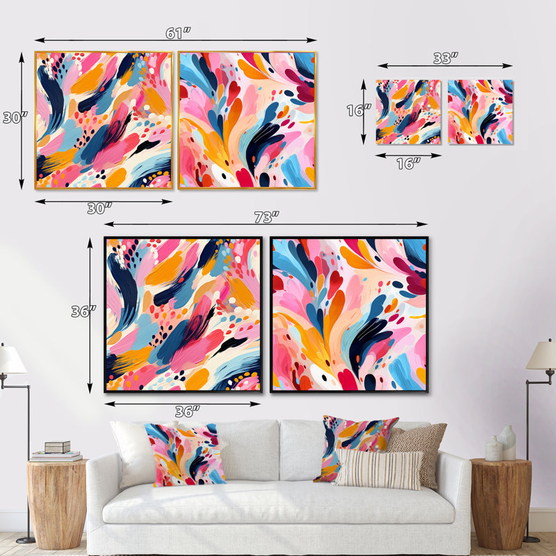 Crystofer - Ensemble de 2 collages abstraits carrés, H 16 po x l 33 po, Toile tendue