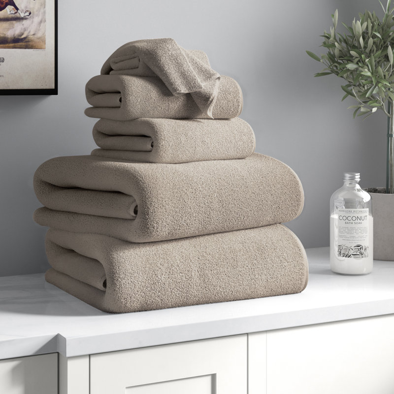 Lavish Home 6PC Towel Set - Cotton Bathroom Accessories with 2 Bath Towels, 2 Hand Cloths, and 2 Washcloths - Machine Washable Bath Sheets