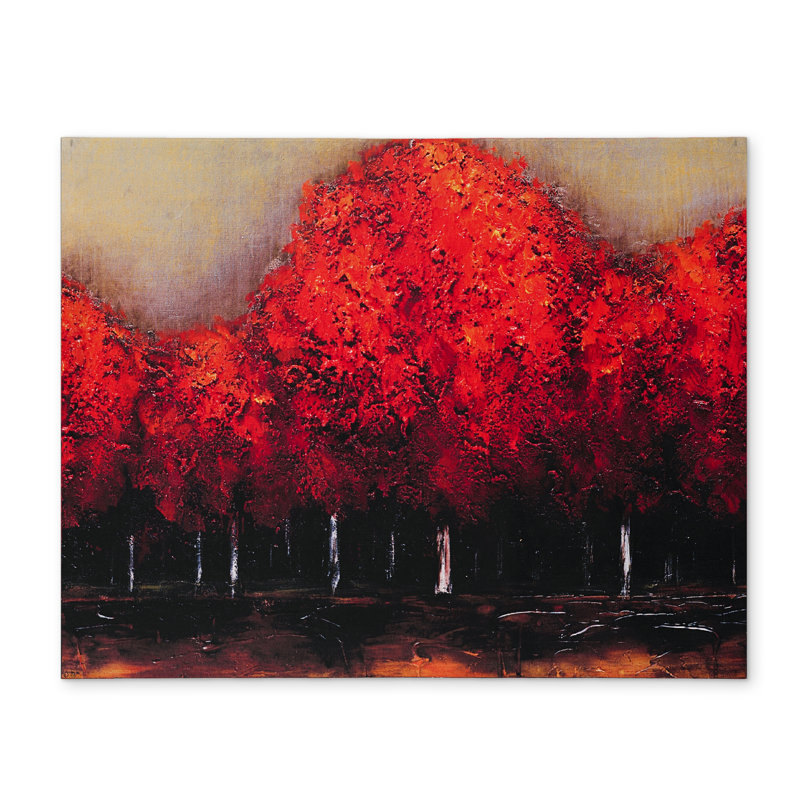 Red Dark Trees Black Bedroom Placemat - Polyester Home Decor