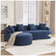 Canapé modulaire en L avec méridienne incurvée, canapé modulaire en chenille bleu marine, aucun assemblage requis, mousse à haute densité pour le salon-129098732