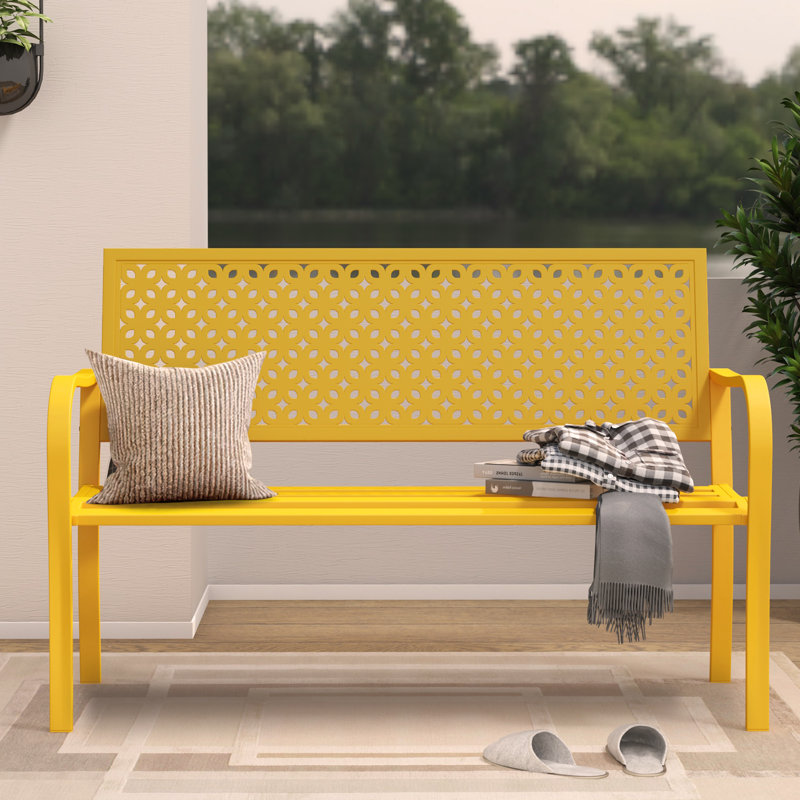 Banc d'extérieur classique en métal (jaune), Jaune