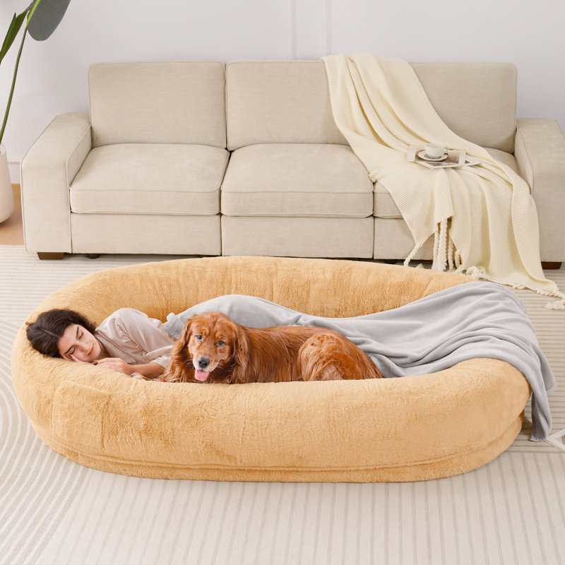 Ethelee Large Dog Bed for Adults and Pets, Human Sized Dog Bed For People, Giant Dog Bed for Humans, Blanket, Removable Cover,Anti-Slip Bean Bag For Large Dogs