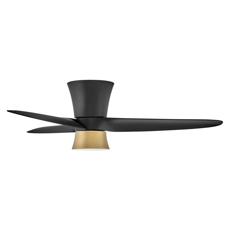 Neo 52-in Indoor/Outdoor Flush Mount Smart Ceiling Fan with Integrated LED + Remote, Matte Black