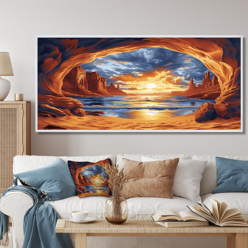 Markaysia - Canyon Wall Art Living Room, Toile encadrée flottée blanche, H 28 po x l 60 po x P 1,5 po