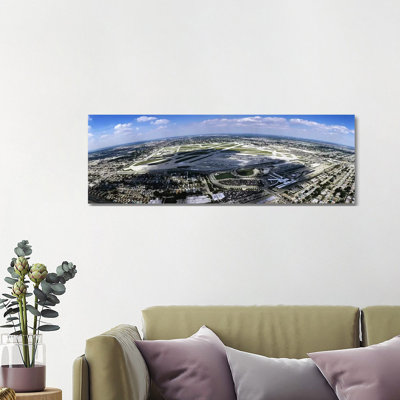 Aerial View Of An Airport, Midway Airport, Chicago, Illinois, USA - Wrapped Canvas Panoramic Print