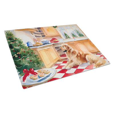 Golden Retriever Christmas Cookies Glass Cutting Board