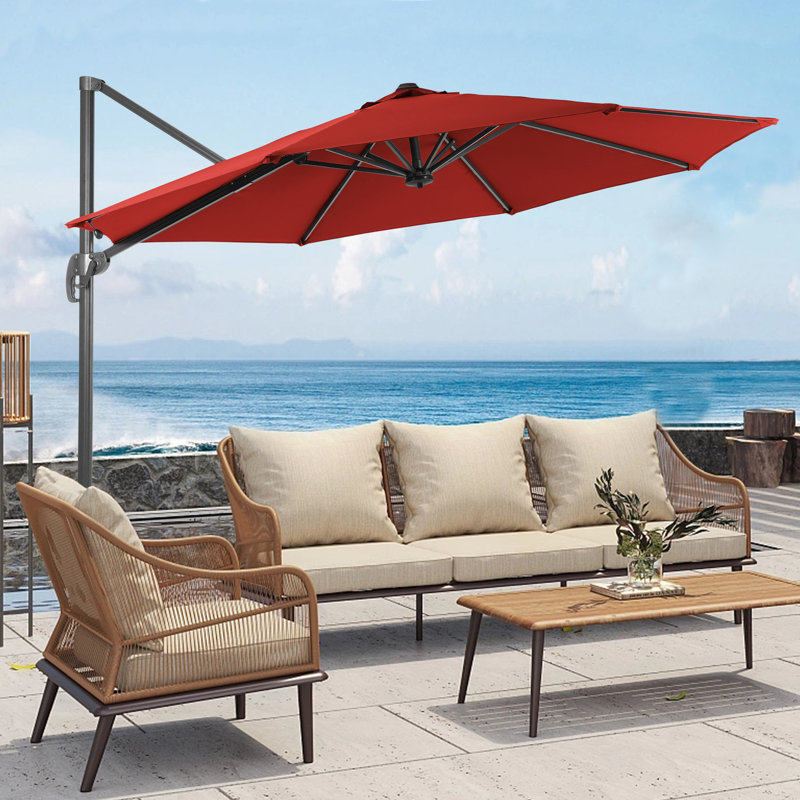 Parasol en porte-à-faux 132,1 po Sabaha, Rouge rouille