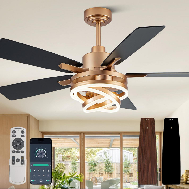 Ventilateur de plafond avec lumière, ventilateur de lustre moderne à moteur à courant continu à intensité variable avec lumière DEL (chrome)
