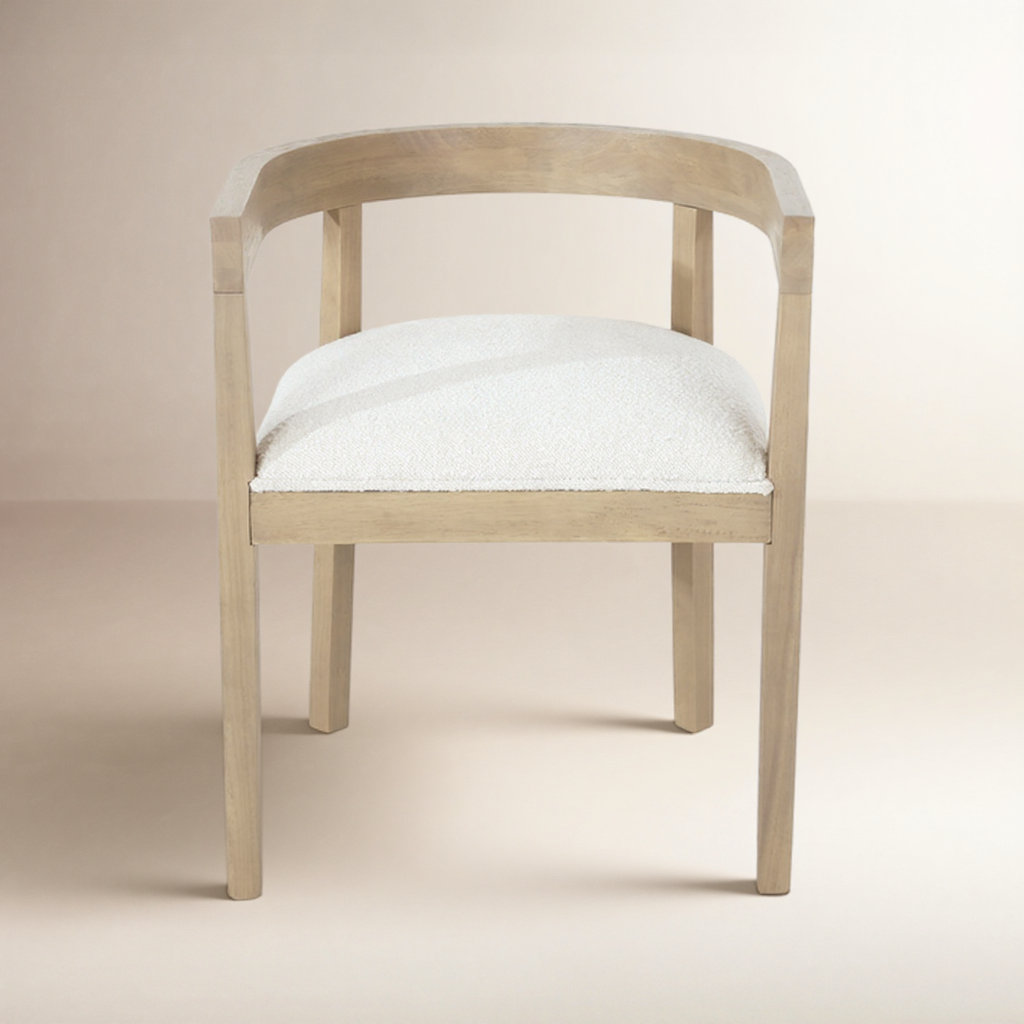 Daney Dining Armchair, Almond Boucle, Light Ash