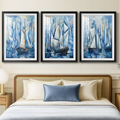NAUTICAL Series CCCLXXIX  -Custom Framed  Premium Print W Matt - 3 Pieces