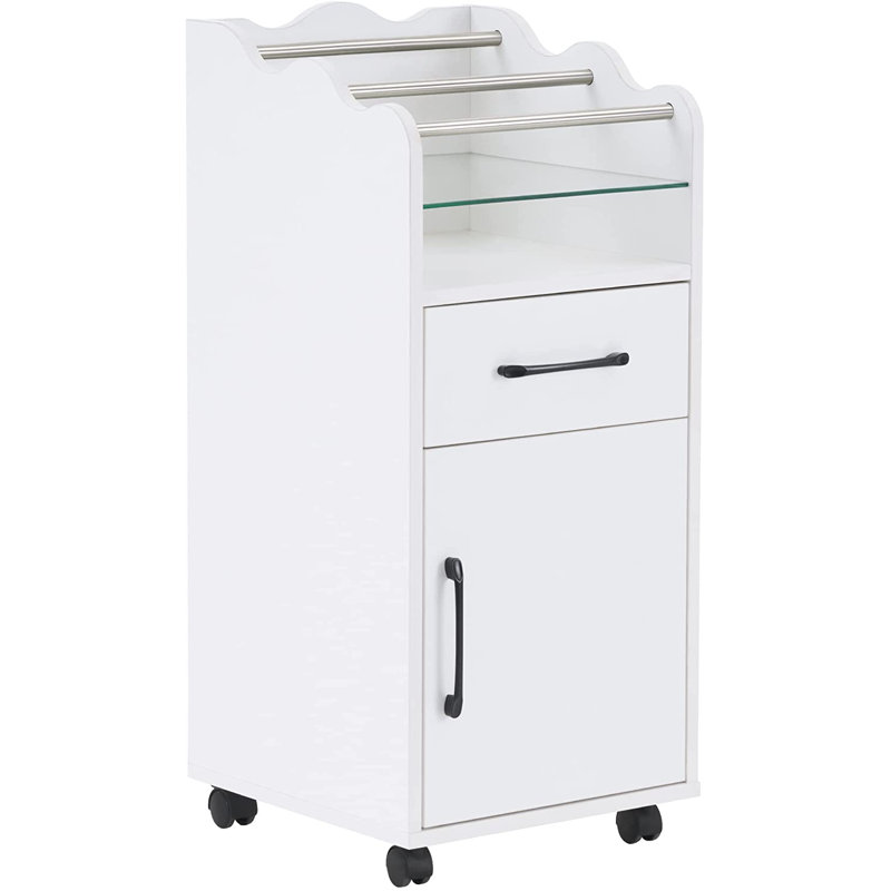 Organisateur de maquillage de salon avec roulettes, Blanc