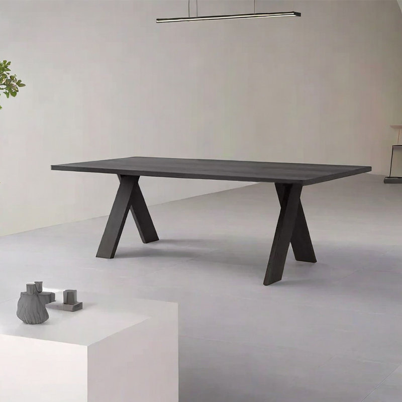 Menides Ash Solid Wood Dining Table, 31.5" W x 78.74" L, Black