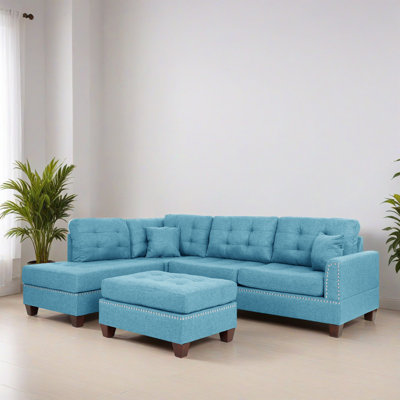 104.02" Wide Left Hand Facing Sectional Sofa & Chaise with Ottoman