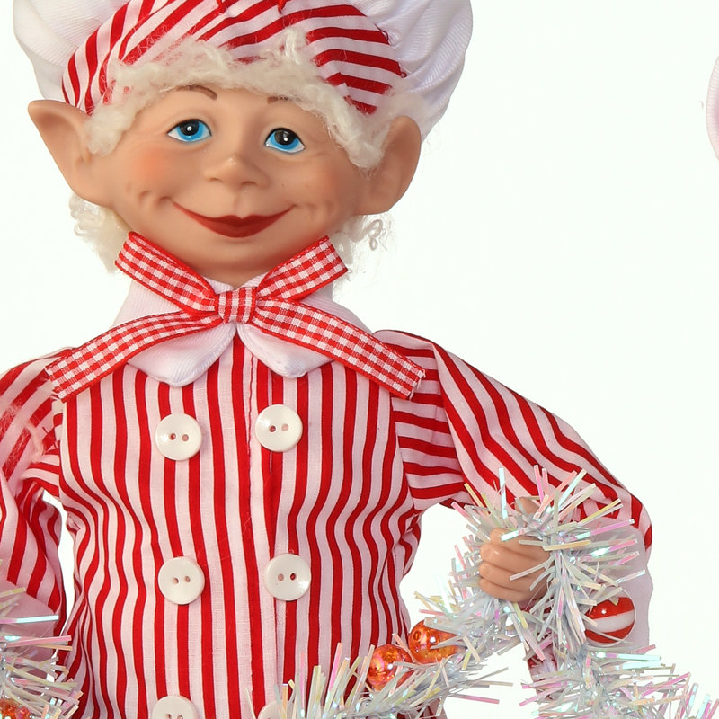 17" Fabric Bendable Candy Chef Elf  Set Of 2