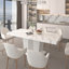 Table à rallonge en marbre blanc pour 6 à 10 personnes, salle à manger attrayante avec surface polyvalente