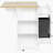 Kitchen Island with 6 Drawers, Pull Out Trash Can Storage, Rolling Kitchen Island on 5 Wheels with Drop Leaf, Power Outlet, 5 Open Side Racks for Kitchen, Dining Room, White-2098847637