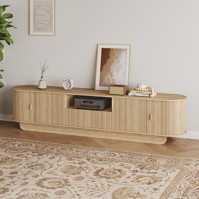 Ebern Designs 86.6" Curved Tv Stand & Reviews | Wayfair