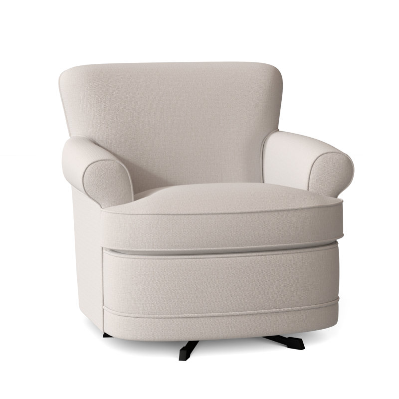Maxton Upholstered Swivel Armchair, White Textured Performance; 0865-91