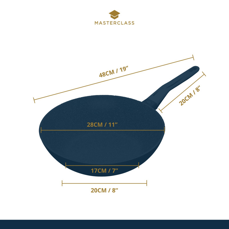 MasterClass 3pc Non-Stick Cast Aluminium Frying Set with 28cm Wok, 28cm Frying Pan and 28cm Crepe Pan