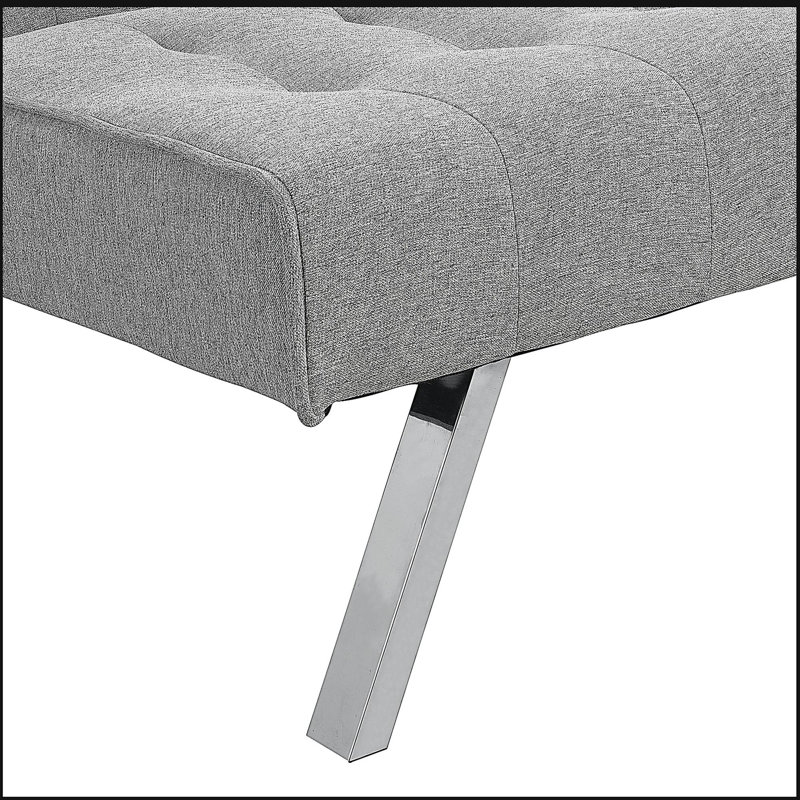 Structure en bois, pieds en acier inoxydable, futon, canapé gris