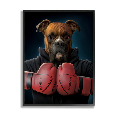 Az-214-Framed " Boxing Boxer Dog " by Vincent Hie