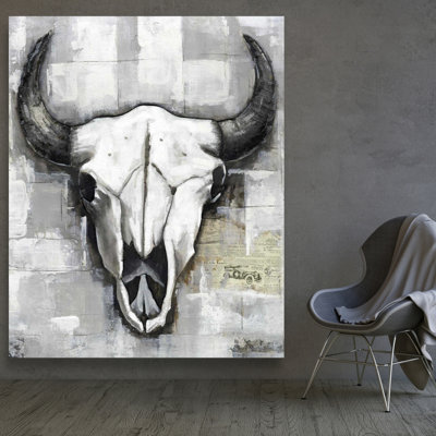 Toile crâne de taureau de style industriel | Western Home Decor