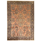 Hand Knotted Wool Oriental Area Rug in Peach