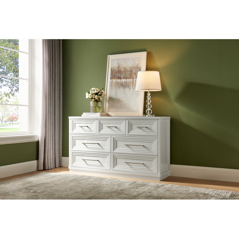 Hewett Wooden 7 Drawer Dresser For Bedroom, 53.5" Wide Modern Closet Organizers, Large Storage Cabinet With Metal Handle, Tv Stand For Living Room, Hallway, Dining Room, Office