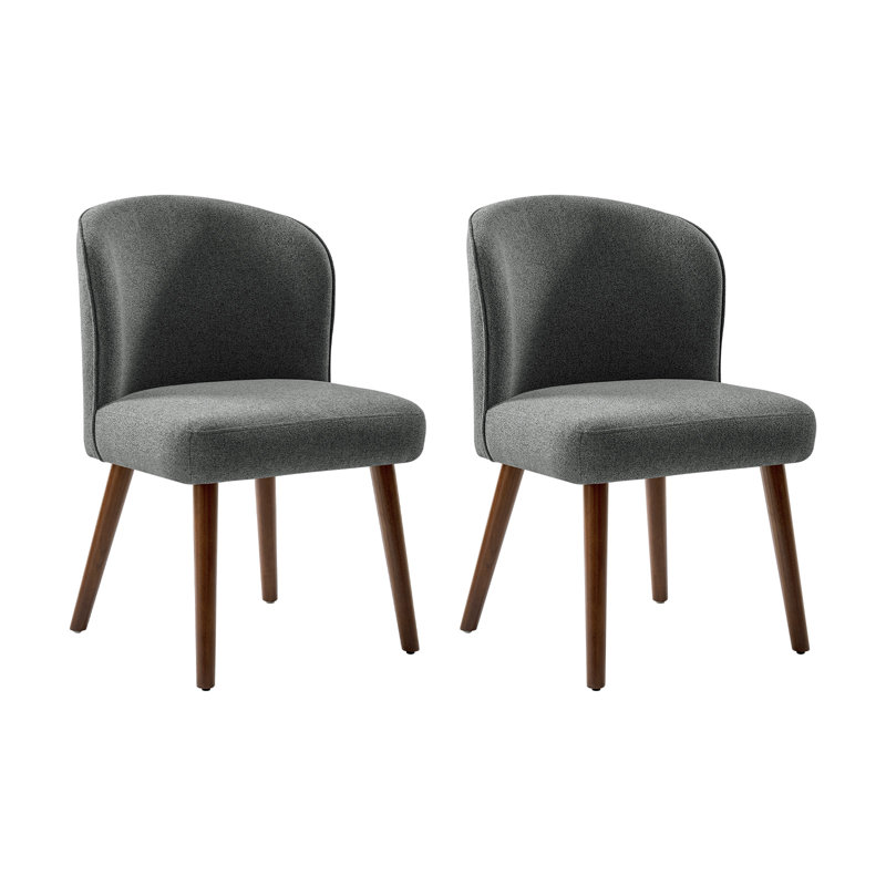 14cm H Upholstered Upholstered Back Dining Chair, Grey, 2