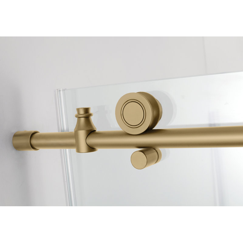 Coraline XL Brushed Gold Frameless Sliding Shower Enclosure with Frosted Glass