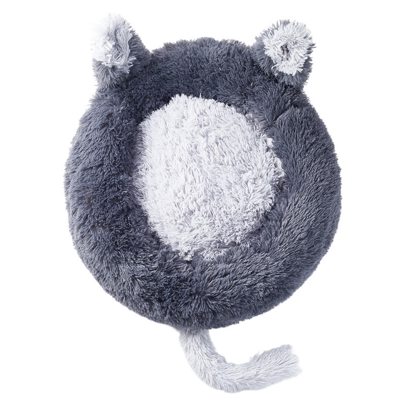 Willingham Doughnut Shaped Plush Cat Bed Dog Nest, Dark Gray, 50cm W x 50cm D