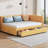 Full Size Sleeper Sofa with 2 Storage Drawers | Linen Upholstered Daybed Frame | No Box Spring Required, Yellow-1418775661