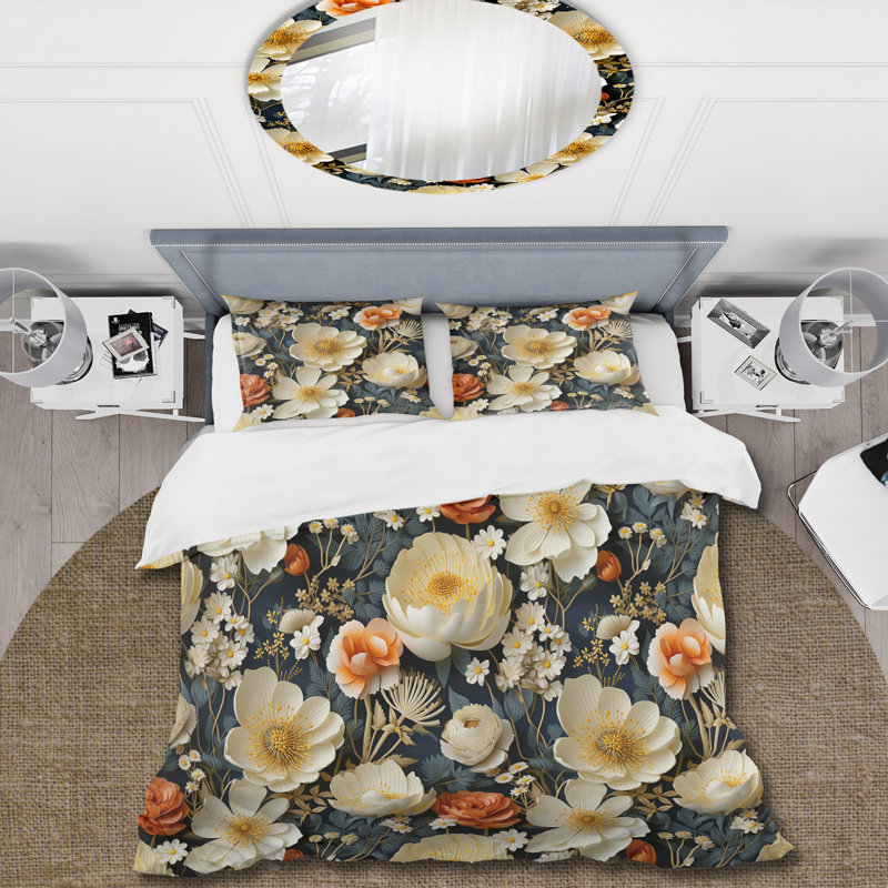 Motif floral Meadow Countryside - ensemble de housse de couette floral - microfibre de polyester