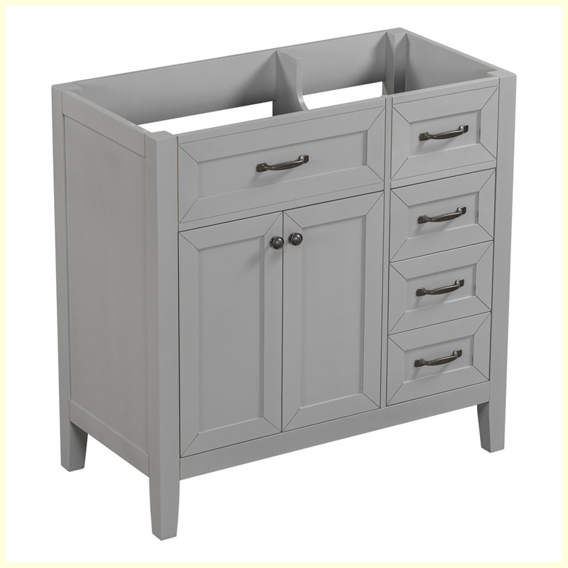 Meuble-lavabo moderne avec armoire et tiroirs, Gris