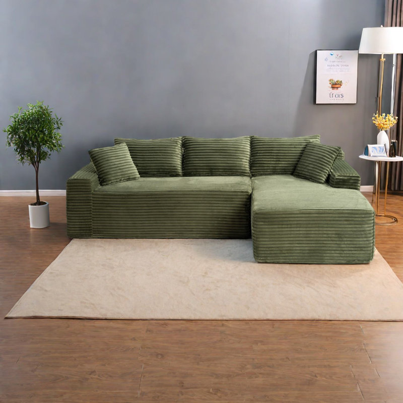 Compression Cloud Sectionals, Corduroy Modern L Shape Sofa For Home