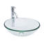 Lavabo de salle de bain en verre trempé avec robinet chromé et drain escamotable, transparent