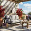 Canapé de patio 75 po 3 places en aluminium toutes saisons avec coussins épais gris clair et structure noire-1006403156