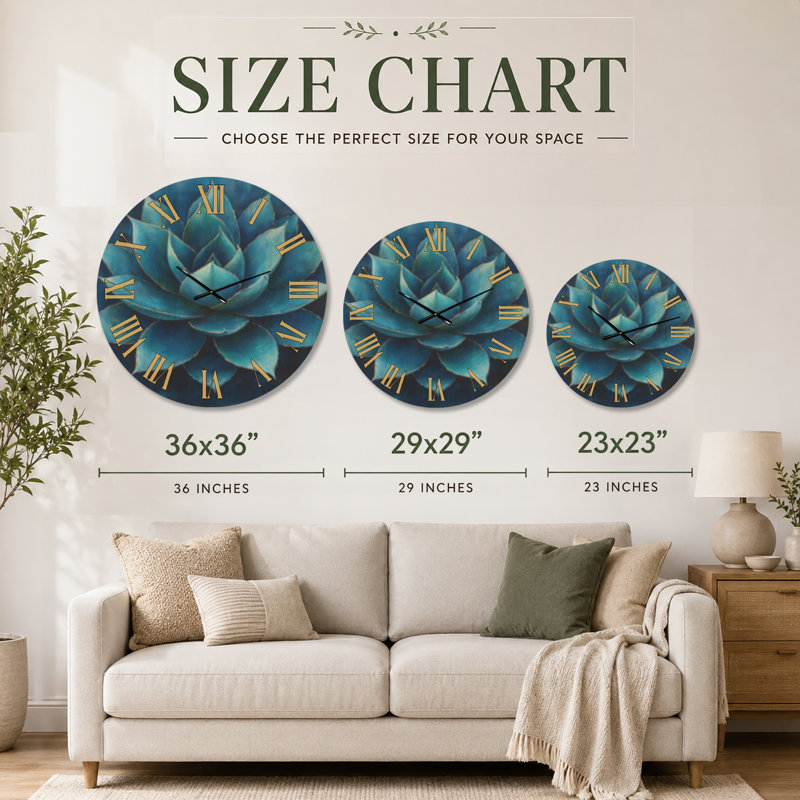 Horloge murale en bois massif Blue Agave Star - Southwestern, Extra Large