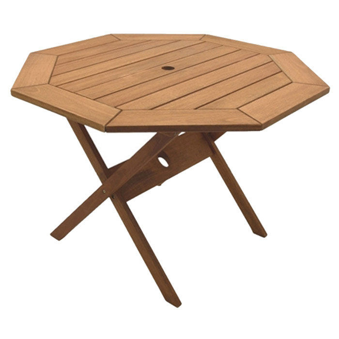 Alyisa Eucalyptus Folding Outdoor Dining Table With Umbrella Hole , 47'' in. W 43'' in. D