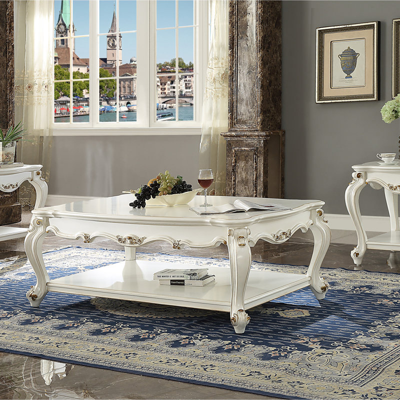 Table basse antique avec tablette inférieure