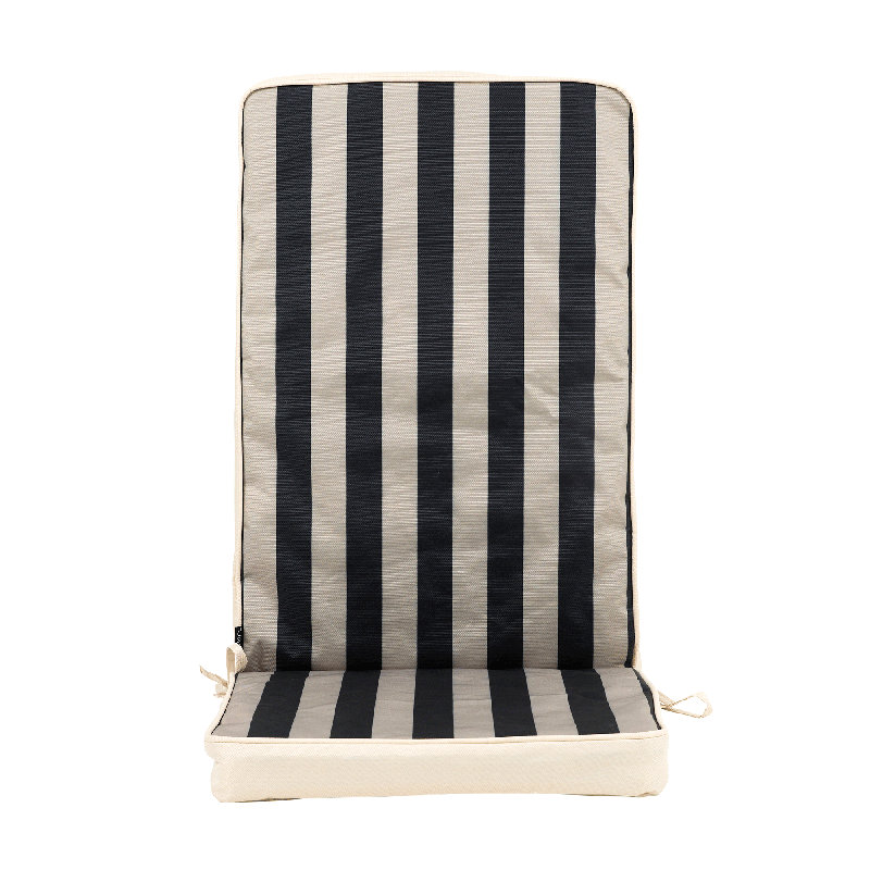 Veeva Deck Stripe Outdoor High Back Seat Pad (Set Of 4), Black Striped
