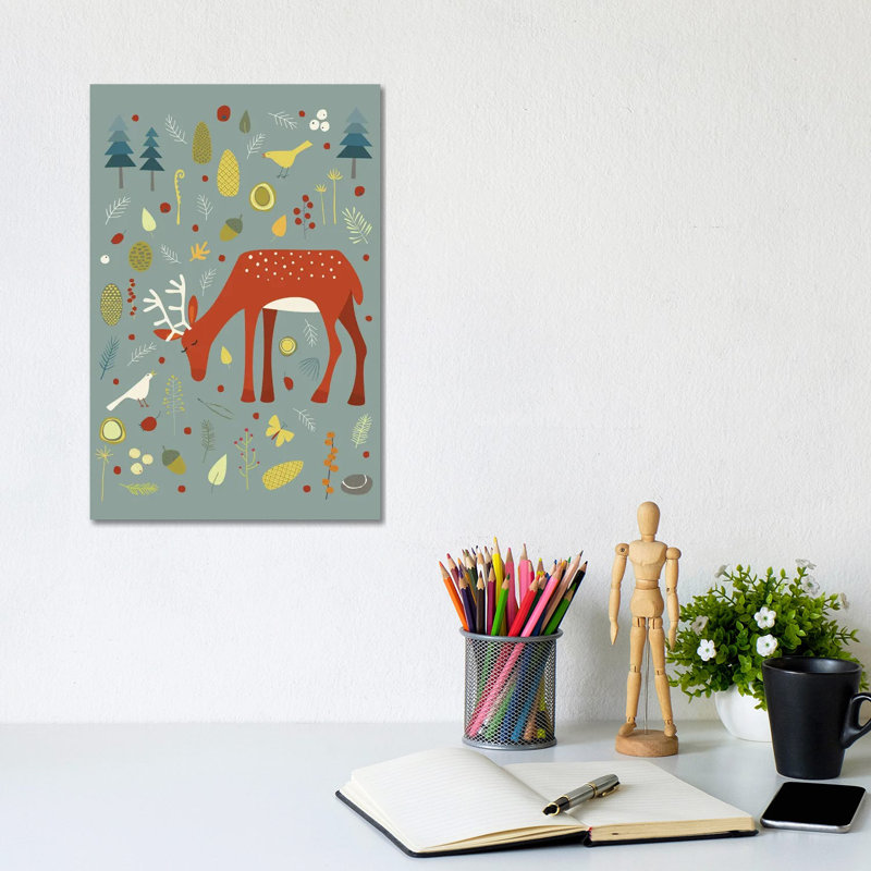Hello Deer! by Nic Squirrell - Wrapped Canvas Gallery-Wrapped Canvas Giclée, 20.32 cm H x 30.48 cm W