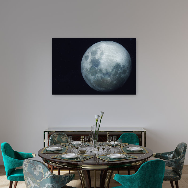Reproduction d'art mural paysage céleste abstrait contemporain de lune céleste, H 32 po x l 48 po