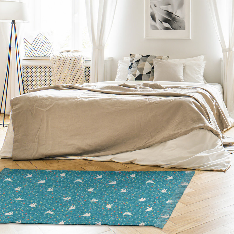 Tapis bleu à motif de lapin Mcguigan, Oui
