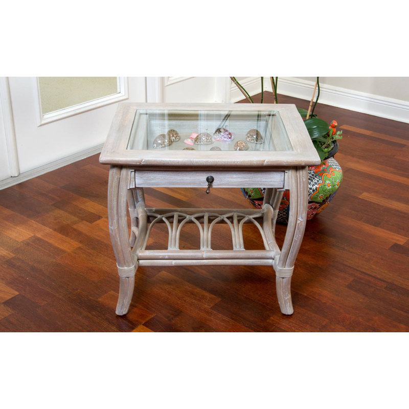 Table de bout avec plateau en verre Presley
