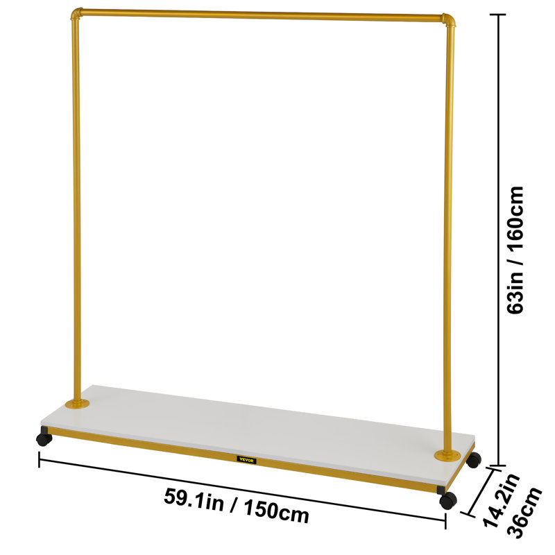 Zanas 59.1'' Rolling Industrial Pipe Clothing Rack